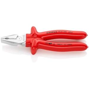 Knipex 02 07 200 Combination Pliers high-leverage chrome-plated 200mm dipped Ins